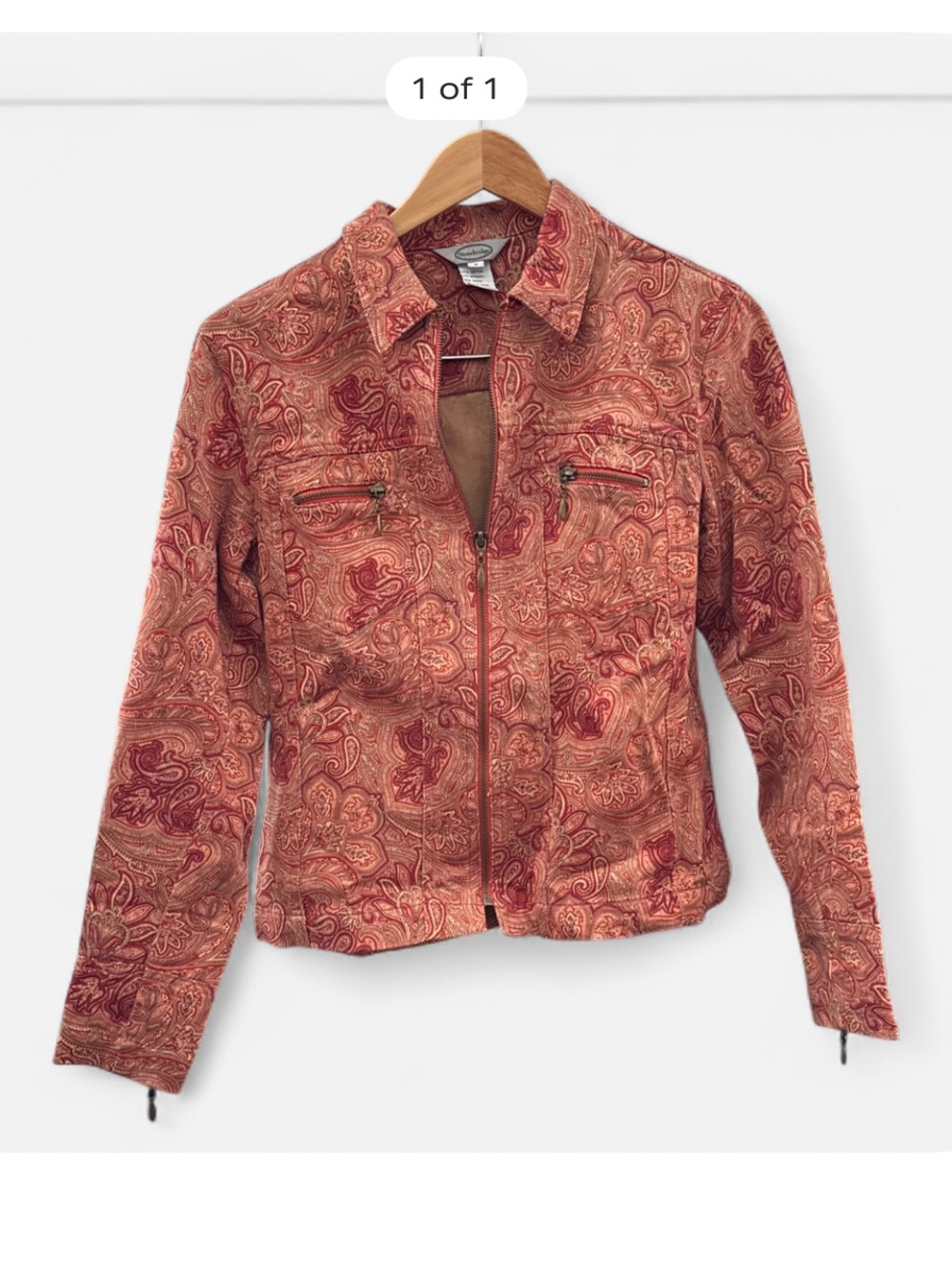 Stonebridge jacket size S Paisley Zip Front Cotton Corpcore office wear casual